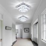 FRIXCHUR Crystal Ceiling Light Square Chandelier Modern LED Flush Mount 2 Layers Ceiling Lamp Lighting Fixture for Dining Room Living Room Bedrooms Kitchen Hallway Foyer (Cool White)