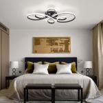 HLILCEH 66W Modern LED Ceiling Light, Flower Flush Mount Light Fixture with Remote Control Black Dimmable Ceiling Lamp for Living Room, Bedroom, Dining Room, Hallway, Kitchen