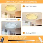 AFQEJG 19.6" Modern Crystal Chandelier Dimmable LED Flush Mount Ceiling Light with Remote Control for Living Room Dining Room Bedroom Hallway Foyer Silver