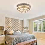 YPQXYHDA Modern Crystal Chandelier Round LED Ceiling Light Flush Mount Crystal Chandeliers for Dining Room Bedrooms Living Room, 42W, 3000 K Warm White