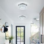 HongnuoFc 11.8" LED Chandelier 2-Layer Crystal Ceiling Light Fixture with Remote Control Flush Mount Chandelier Light for Hallway Bedroom Living Room Kitchen Foyer(dimmable)