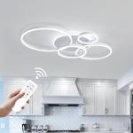 O'NEELDY Modern Light Fixtures Ceiling Flush Mount Modern Led Ceiling Lights 5-Light Dimmable Led Chandelier White Lamp with Remote for Bedroom Living Room Kitchen Dining Room, 100W