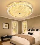 AFQEJG 19.6" Modern Crystal Chandelier Dimmable LED Flush Mount Ceiling Light with Remote Control for Living Room Dining Room Bedroom Hallway Foyer Silver