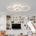 O'NEELDY Modern Light Fixtures Ceiling Flush Mount Modern Led Ceiling Lights 5-Light Dimmable Led Chandelier White Lamp with Remote for Bedroom Living Room Kitchen Dining Room, 100W