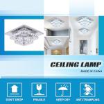 FRIXCHUR Crystal Ceiling Light Square Chandelier Modern LED Flush Mount 2 Layers Ceiling Lamp Lighting Fixture for Dining Room Living Room Bedrooms Kitchen Hallway Foyer (Cool White)