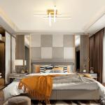 CANEOE Modern Ceiling Light Fixture, Gold Dimmable Close to Ceiling Light with Remote Control,Sputnik Flush Mount Ceiling Lamp for Bedroom Living Room Kitchen Modern Chandelier Light Fixture Ceiling