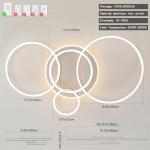 O'NEELDY Modern Light Fixtures Ceiling Flush Mount Modern Led Ceiling Lights 5-Light Dimmable Led Chandelier White Lamp with Remote for Bedroom Living Room Kitchen Dining Room, 100W