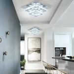 FRIXCHUR Crystal Ceiling Light Square Chandelier Modern LED Flush Mount 2 Layers Ceiling Lamp Lighting Fixture for Dining Room Living Room Bedrooms Kitchen Hallway Foyer (Cool White)