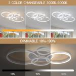 O'NEELDY Modern Light Fixtures Ceiling Flush Mount Modern Led Ceiling Lights 5-Light Dimmable Led Chandelier White Lamp with Remote for Bedroom Living Room Kitchen Dining Room, 100W