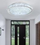 AFQEJG 19.6" Modern Crystal Chandelier Dimmable LED Flush Mount Ceiling Light with Remote Control for Living Room Dining Room Bedroom Hallway Foyer Silver
