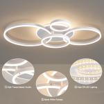 O'NEELDY Modern Light Fixtures Ceiling Flush Mount Modern Led Ceiling Lights 5-Light Dimmable Led Chandelier White Lamp with Remote for Bedroom Living Room Kitchen Dining Room, 100W