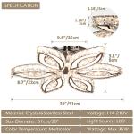 CLAIRDAI 20" Modern Crystal Ceiling Light Led Flush Mount Chandelier Flower Light Fixture Close to Ceiling Light for Bedroom Living Room Dining Kitchen (Multi-Color)