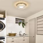 Badiegh Dimmable Crystal Modern LED Flush Mount Ceiling Light,Chrome 11 Inch Small Chandelier 24W 5CCT 3000K-6000K Hallway Close to Ceiling Light Fixtures for Kitchen,Entryway,Laundry Room,Bedroom
