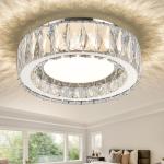 Gisisee 11 Inch Chrome Modern Luxury Crystal Flush Mount Ceiling Light Fixture