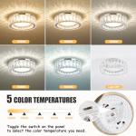 Badiegh Dimmable Crystal Modern LED Flush Mount Ceiling Light,Chrome 11 Inch Small Chandelier 24W 5CCT 3000K-6000K Hallway Close to Ceiling Light Fixtures for Kitchen,Entryway,Laundry Room,Bedroom