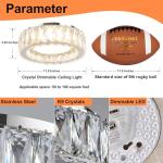 Badiegh Dimmable Crystal Modern LED Flush Mount Ceiling Light,Chrome 11 Inch Small Chandelier 24W 5CCT 3000K-6000K Hallway Close to Ceiling Light Fixtures for Kitchen,Entryway,Laundry Room,Bedroom