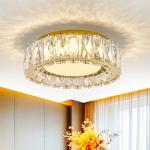 Crystal Dimmable Flush Mount Ceiling Light, Glod Modern LED Close to Ceiling Light Fixture with 5CCT 2700K-6000K, Round Kitchen Lighting for Bedroom, Laundry Room, Hallway, Bathroom (11in 24W)