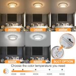 Suenigle Modern K9 Crystal Dimmable LED Flush Mount Ceiling Light,15 Inch 36W/5CCT 3000K-6000K,Luxury Gold Round Large Close to Ceiling Lighting Fixtures for Living Room,Kitchen,Bedroom,Dining Room