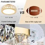 BEDETAL Modern LED Crystal Gold Ceiling Light,Dimmable 11 Inch Luxury Lighting Fixtures,5CCT 3000K-6000K Round Small Flush Mount Chandelier for Kitchen,Entryway,Laundry Room,Hallway