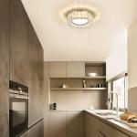 Badiegh Dimmable Crystal Modern LED Flush Mount Ceiling Light,Chrome 11 Inch Small Chandelier 24W 5CCT 3000K-6000K Hallway Close to Ceiling Light Fixtures for Kitchen,Entryway,Laundry Room,Bedroom