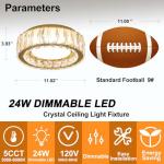 Suenigle Dimmable Modern Luxury Crystal LED Flush Mount Ceiling Light,11 Inch 24W/5CCT 3000K-6000K Gold Close to Ceiling Light Fixture r for Kitchen,Entryway,Laundry Room,Porch