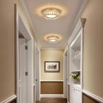 Badiegh Crystal Gold Flush Mount Ceiling Light Fixture,Dimmable LED 5CCT 3000K-6000K Chandelier,11 Inch Modern Small 24W Round Lighting Fixtures for Kitchen Hallway Foyer Laundry Room