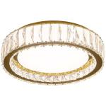 Suenigle Modern K9 Crystal Dimmable LED Flush Mount Ceiling Light,15 Inch 36W/5CCT 3000K-6000K,Luxury Gold Round Large Close to Ceiling Lighting Fixtures for Living Room,Kitchen,Bedroom,Dining Room