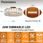 Suenigle Dimmable Modern Luxury Crystal LED Flush Mount Ceiling Light,11 Inch 24W/5CCT 3000K-6000K Chrome Small Close to Ceiling Lighting Fixtures for Kitchen,Entryway,Laundry Room,Porch,Hallway