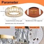 Badiegh Crystal Gold Flush Mount Ceiling Light Fixture,Dimmable LED 5CCT 3000K-6000K Chandelier,11 Inch Modern Small 24W Round Lighting Fixtures for Kitchen Hallway Foyer Laundry Room