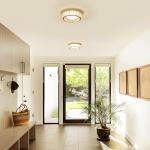 Suenigle Dimmable Modern Luxury Crystal LED Flush Mount Ceiling Light,11 Inch 24W/5CCT 3000K-6000K Gold Close to Ceiling Light Fixture r for Kitchen,Entryway,Laundry Room,Porch