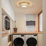 Badiegh Crystal Gold Flush Mount Ceiling Light Fixture,Dimmable LED 5CCT 3000K-6000K Chandelier,11 Inch Modern Small 24W Round Lighting Fixtures for Kitchen Hallway Foyer Laundry Room