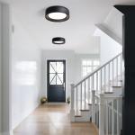 Gisisee 11.8 Inch Modern Dimmable LED Round Matte Black Flush Mount Ceiling Light,5CCT Adjustable 3000K-6000K,Close to Ceiling Lighting Fixture for Hallway,Entryway,Laundry Room,Kitchen,Bedroom