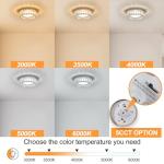 Suenigle Dimmable Modern Luxury Crystal LED Flush Mount Ceiling Light,11 Inch 24W/5CCT 3000K-6000K Chrome Small Close to Ceiling Lighting Fixtures for Kitchen,Entryway,Laundry Room,Porch,Hallway