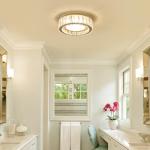 Suenigle Dimmable Modern Luxury Crystal LED Flush Mount Ceiling Light,11 Inch 24W/5CCT 3000K-6000K Gold Close to Ceiling Light Fixture r for Kitchen,Entryway,Laundry Room,Porch