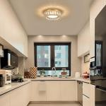 Badiegh Crystal Gold Flush Mount Ceiling Light Fixture,Dimmable LED 5CCT 3000K-6000K Chandelier,11 Inch Modern Small 24W Round Lighting Fixtures for Kitchen Hallway Foyer Laundry Room