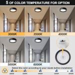 Gisisee 11.8 Inch Modern Dimmable LED Round Matte Black Flush Mount Ceiling Light,5CCT Adjustable 3000K-6000K,Close to Ceiling Lighting Fixture for Hallway,Entryway,Laundry Room,Kitchen,Bedroom