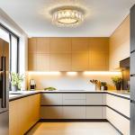 Crystal Dimmable Flush Mount Ceiling Light, Glod Modern LED Close to Ceiling Light Fixture with 5CCT 2700K-6000K, Round Kitchen Lighting for Bedroom, Laundry Room, Hallway, Bathroom (11in 24W)