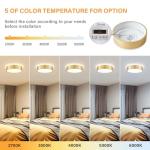 Goomavi Gold Flush Mount Ceiling Lights, Modern Dimmable 5CCT Close to Lighting Fixture, 2700K-6000K LED Round Ceiling Lamp for Kitchen Hallway Bedroom Laundry Room Entryway Bathroom-11.8in