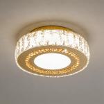 Sedelan 12in Gold Modern Crystal LED Flush Mount Ceiling Light Fixture, Dimmable 3000K/4000K/5000K for Bedroom Living Room Dining Room Kitchen