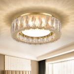 Badiegh Crystal Gold Flush Mount Ceiling Light Fixture,Dimmable LED 5CCT 3000K-6000K Chandelier,11 Inch Modern Small 24W Round Lighting Fixtures for Kitchen Hallway Foyer Laundry Room