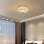Sedelan 12in Gold Modern Crystal LED Flush Mount Ceiling Light Fixture, Dimmable 3000K/4000K/5000K for Bedroom Living Room Dining Room Kitchen