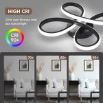 ADISUN Modern LED Ceiling Light, 6000K Semi Flush Mount Ceiling Light Fixture for Living Room, Close to Ceiling Light Fixtures for Bedroom, Corridor, Aisle, Hallway - Indoor Lamp, Black