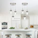 Modern 3-Light Brushed Nickel Hanging Chandelier