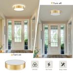 Goomavi Gold Flush Mount Ceiling Lights, Modern Dimmable 5CCT Close to Lighting Fixture, 2700K-6000K LED Round Ceiling Lamp for Kitchen Hallway Bedroom Laundry Room Entryway Bathroom-11.8in
