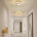 Sedelan 12in Gold Modern Crystal LED Flush Mount Ceiling Light Fixture, Dimmable 3000K/4000K/5000K for Bedroom Living Room Dining Room Kitchen