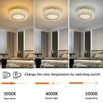 Sedelan 12in Gold Modern Crystal LED Flush Mount Ceiling Light Fixture, Dimmable 3000K/4000K/5000K for Bedroom Living Room Dining Room Kitchen