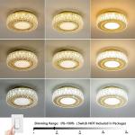 Sedelan 12in Gold Modern Crystal LED Flush Mount Ceiling Light Fixture, Dimmable 3000K/4000K/5000K for Bedroom Living Room Dining Room Kitchen