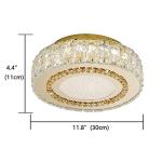 Sedelan 12in Gold Modern Crystal LED Flush Mount Ceiling Light Fixture, Dimmable 3000K/4000K/5000K for Bedroom Living Room Dining Room Kitchen