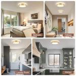 YURNYQ Dimmable Gold LED Flush Mount Ceiling Lights, Modern 5CCT 2700K-6000K Close to Ceiling Light, Simple Round Kitchen Lighting Fixtures for Bedroom Hallway Entryway