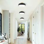 ONESMING Dimmable LED Ceiling Light Fixture, 2700K-6000K 5CCT Modern Mid-Century Semi Flush Mount Ceiling Light, Black Close to Ceiling Lamp for Kitchen, Laundry Room, Bedroom, Hallway, 11.8in